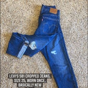 Levi’s cropped jeans. Distressed. Like new